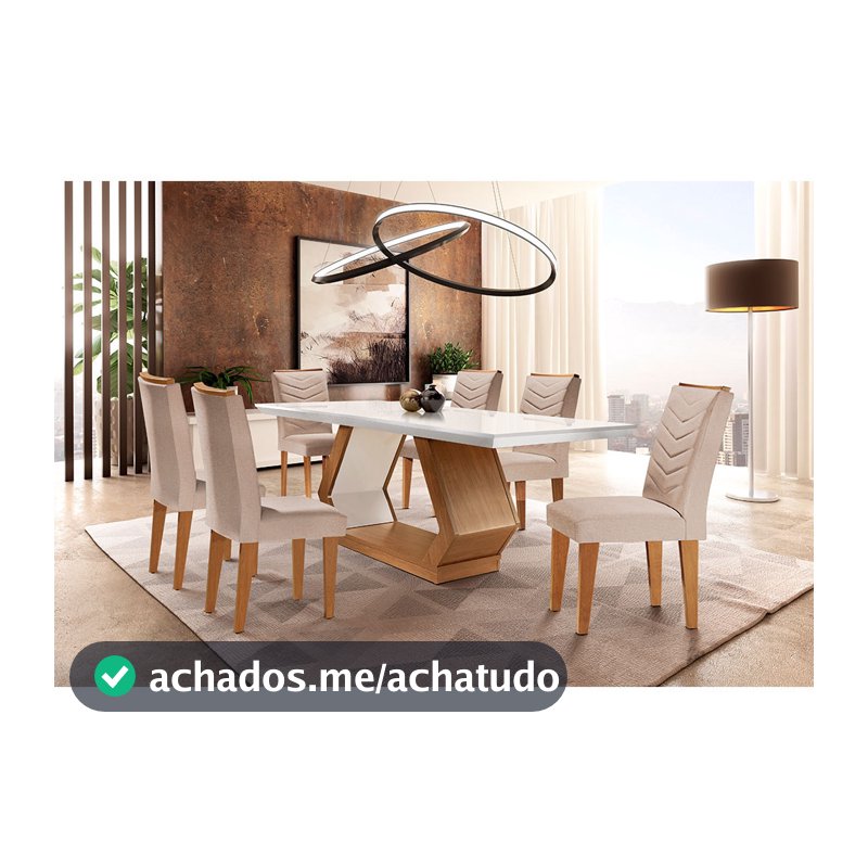 Conjunto Mesa de Jantar 6 Cadeiras Tampo MDF Retangular Rufato Alvorada Londrina