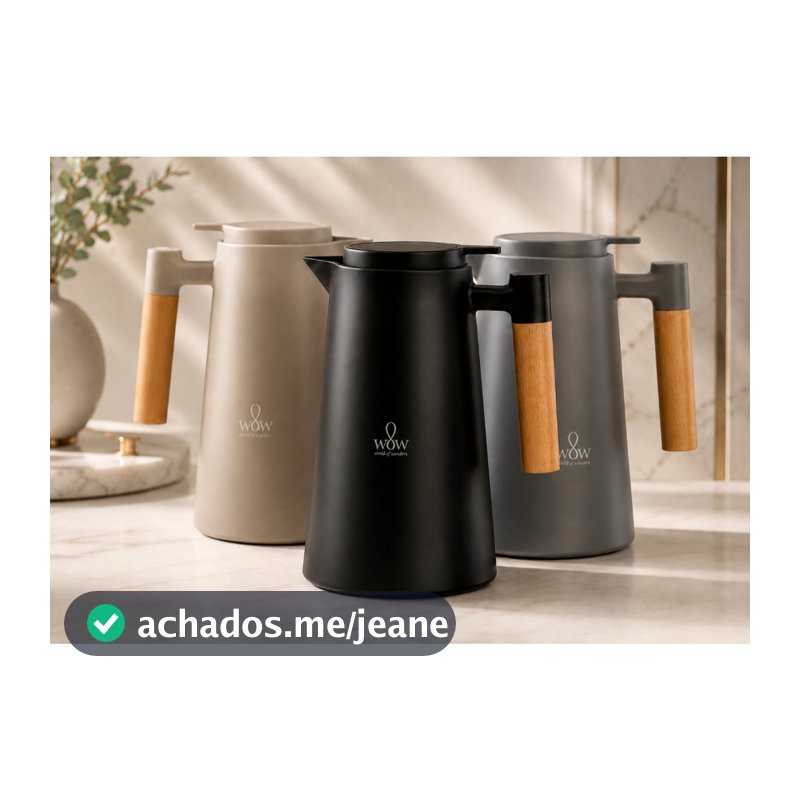 Garrafa Térmica Cabo Madeira Para Café 1l
