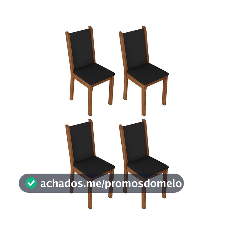 Kit 4 Cadeiras de Jantar 4291 Rustic/Preto Madesa