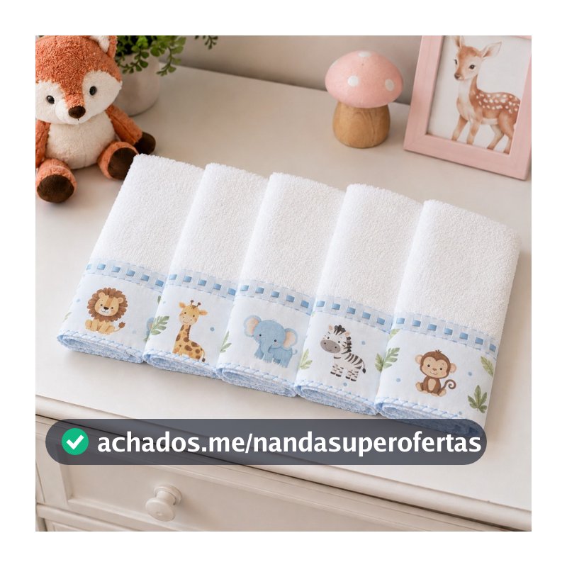 KIT COM 6/10 TOALHINHAS DE BOCA BEBE BABETE FELPUDA 23X30CM LINDAS ESTAMPAS PJ FLOWERS