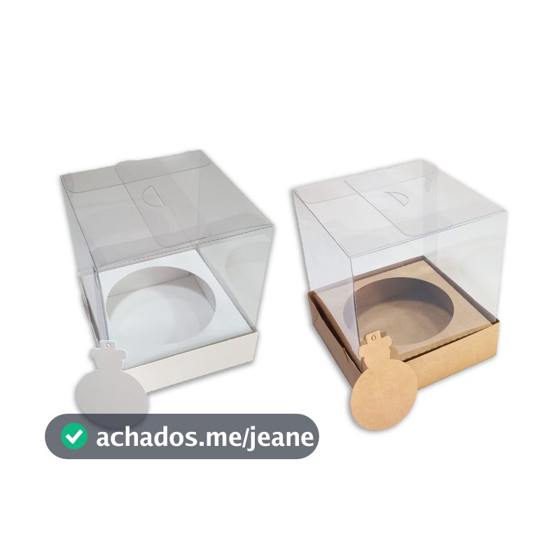Caixa para Panetone 500g Kraft, 250g e 100g, 161619, Panetone Natal 10 unid Embala Cristal