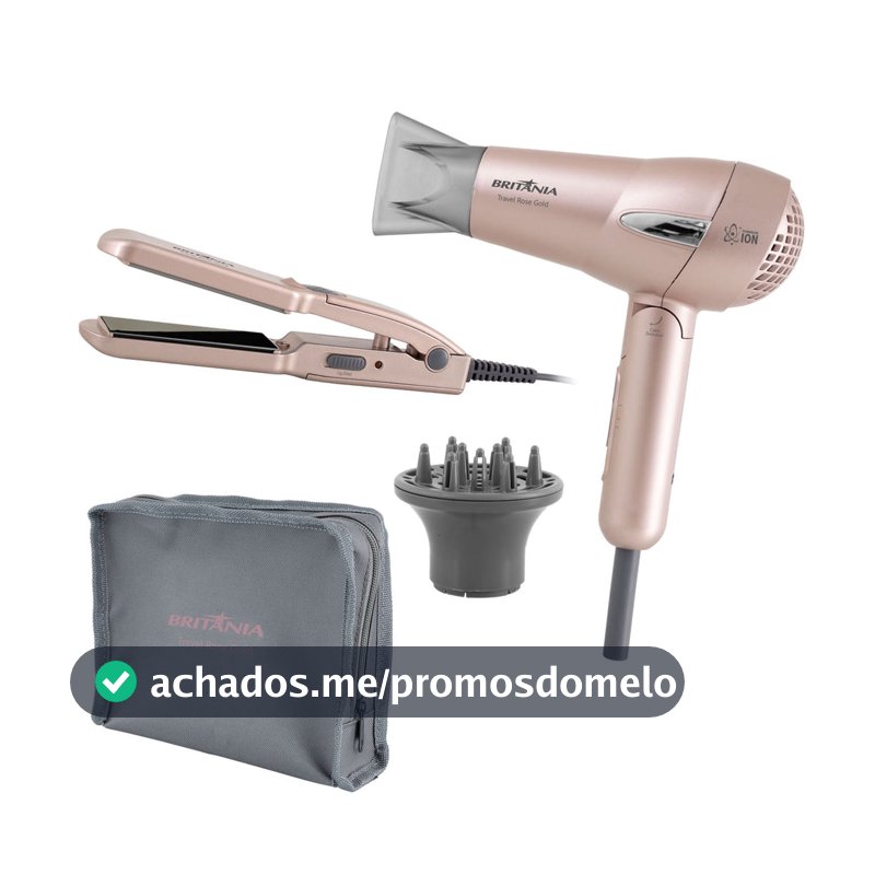 Kit Britânia Travel Rose Gold  - Secador + Prancha