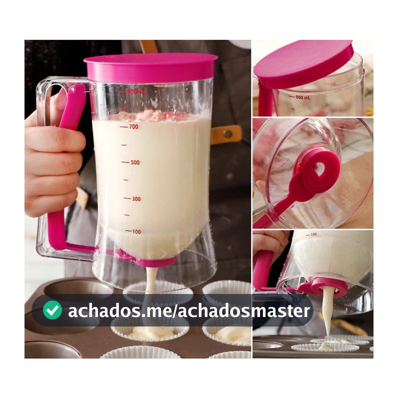 Jarra Dispenser Dosador Medidor de Massas 900ml p/ Cupcake Panqueca Waffle Crepe Bolo Confeitaria