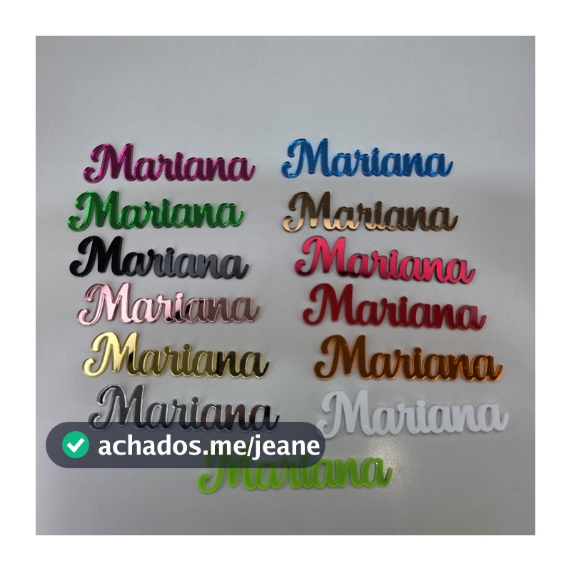 Aplique Nome 5cm Acrilico Espelhado  - Kit 5 ate 40 unidades