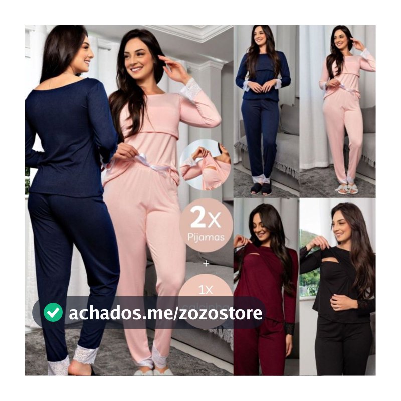 Kit 2 Pijamas De Amamentação Para Gestantes Pós Parto
