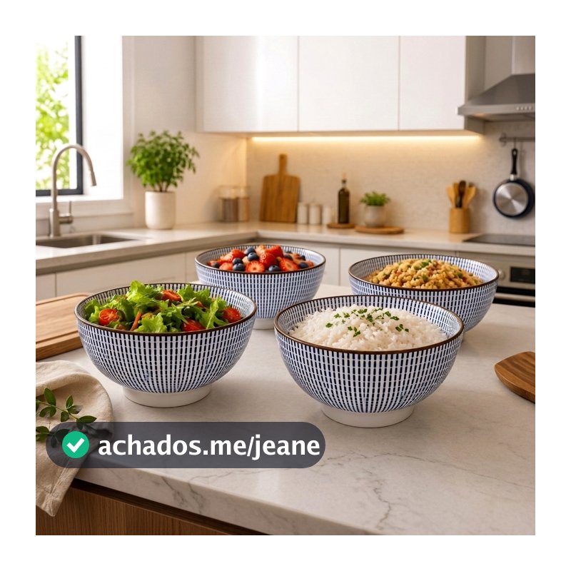 Kit 4 Bowls Tigelas Cumbucas Cerâmica 12cm Mek 300ml