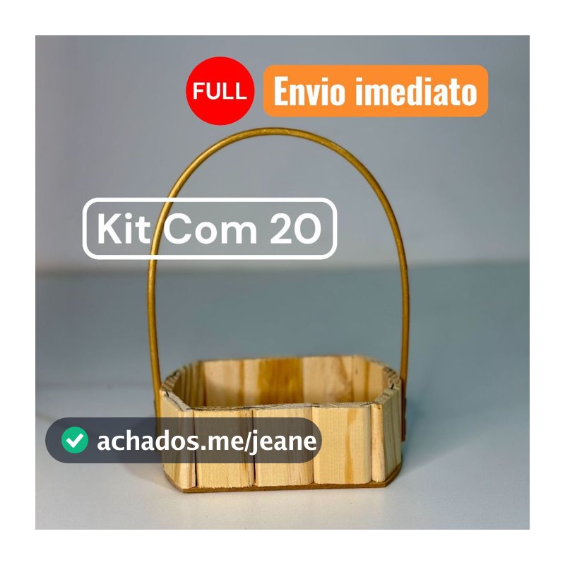 Kit 20 Cestas oval 16cm Fraldeira Madeira Decoração (ESCOLHA A COR DA ALÇA)