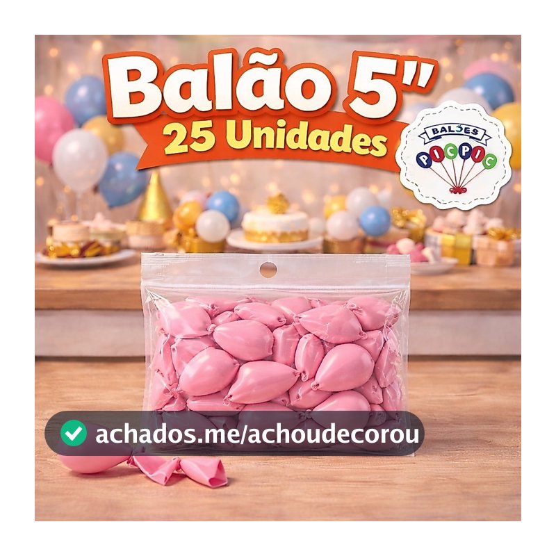 Balão Bexiga para Festa 5 polegadas 25 unidades Pic Pic Aniversário