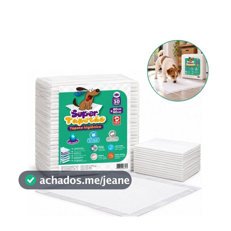Tapete Higiênico Super Tapetão 80x60 30 Unidades Cães Super Absorvente Antivazamento