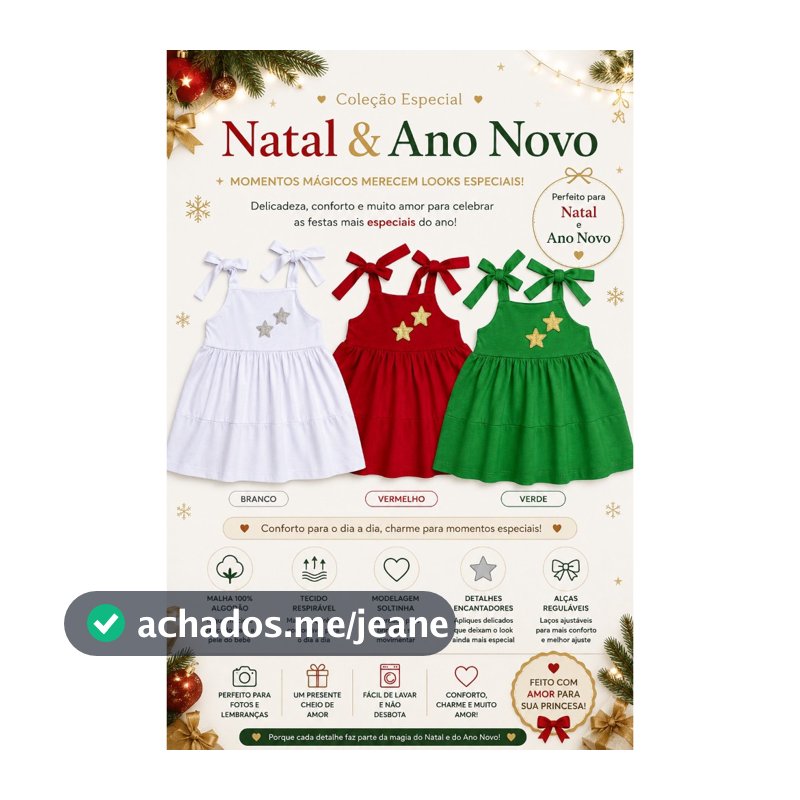 Kit 3 Vestidos Natal e Ano Novo bebê de 3 meses a meninas de 3 anos confortável modelo princesa