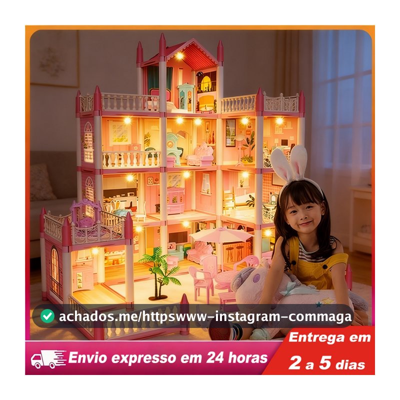 (luz) Casinha de Boneca com 16/14/8/7/4 Quartos Corda de Luzes Brinquedo para Crianças Presente De Aniversário