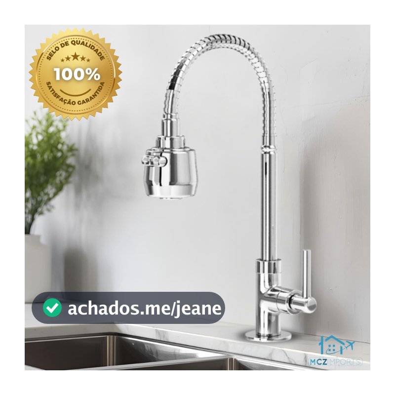 Torneira Gourmet Cozinha Inox Mesa Bancada Pia Flexível Cromada Inox Cromada