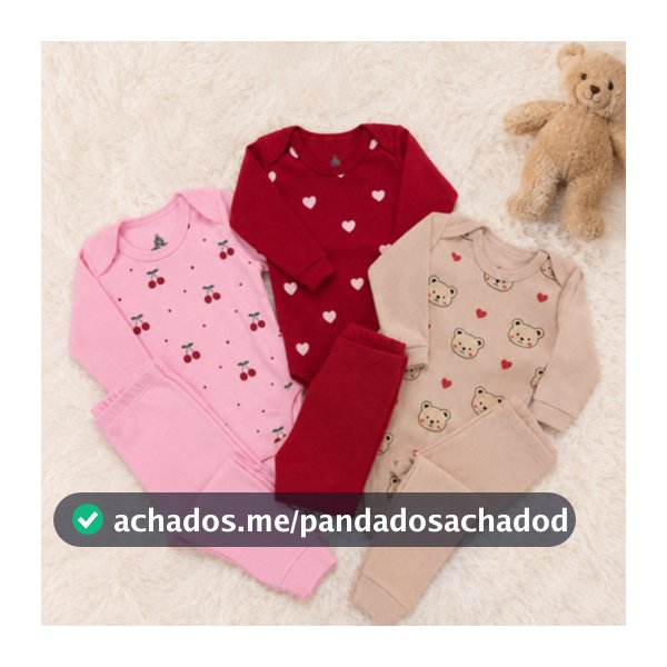 Kit 6 Peças Conjunto Bebê Menina (3 Body Manga Longa + 3 Calça) 100% Algodão RN ao GG Estampado