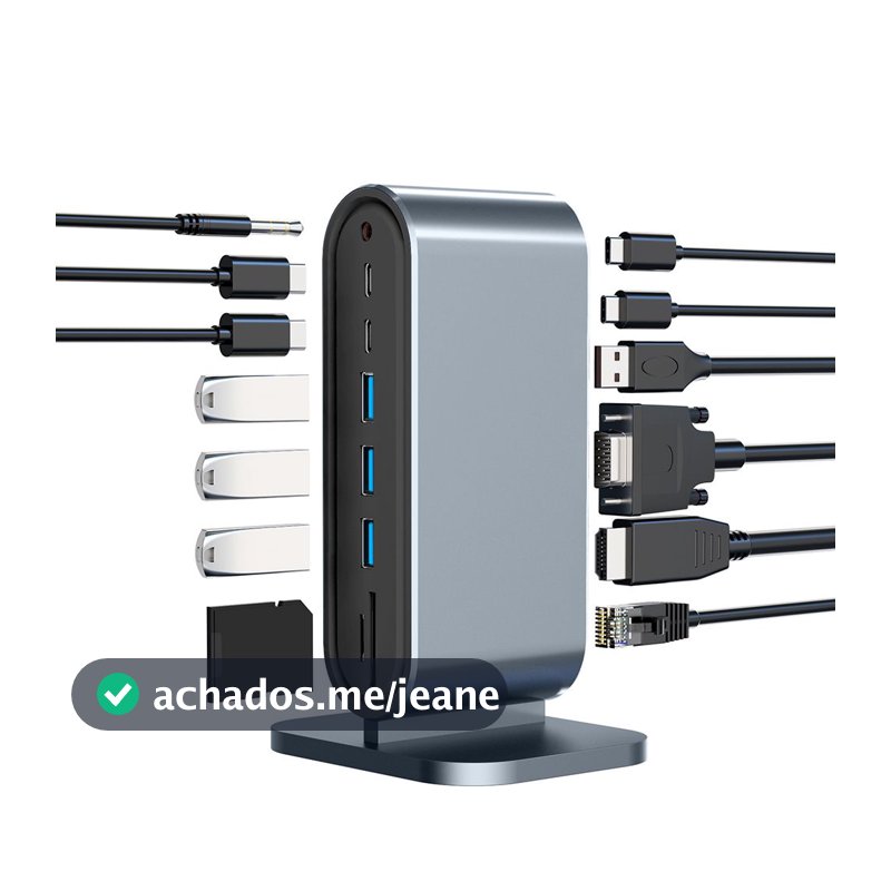 Leitor De Cartão TF Vertical 12 Em 1 USB C Hub 3.0 4K HDMI Dock Station Tipo Adaptador Ethernet-Splitter Para Mac Laptop