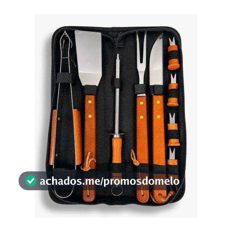 Kit Para Churrasco Completo Com 10 Acessórios Inox Maleta Conjunto Talheres Presente