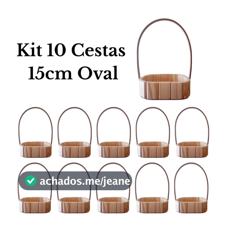 kit 10 Cestas Oval 15cm fraldeira de Madeira Pinus Presente Natal