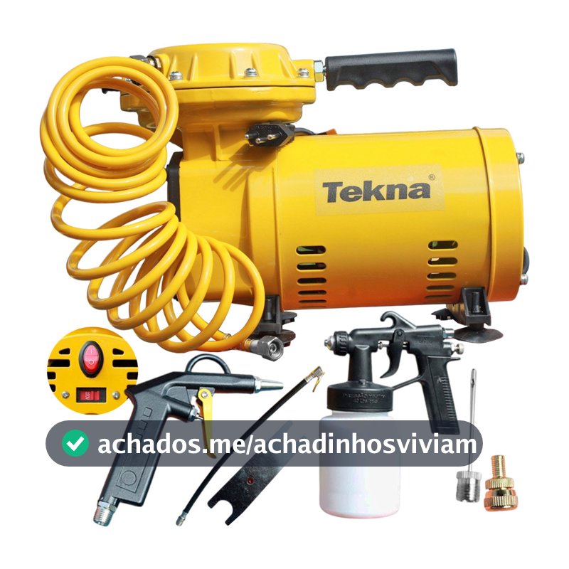 Compressor de Ar Portatil 1/2Hp Seletor de Voltagem Tekna Com Kit Pintura