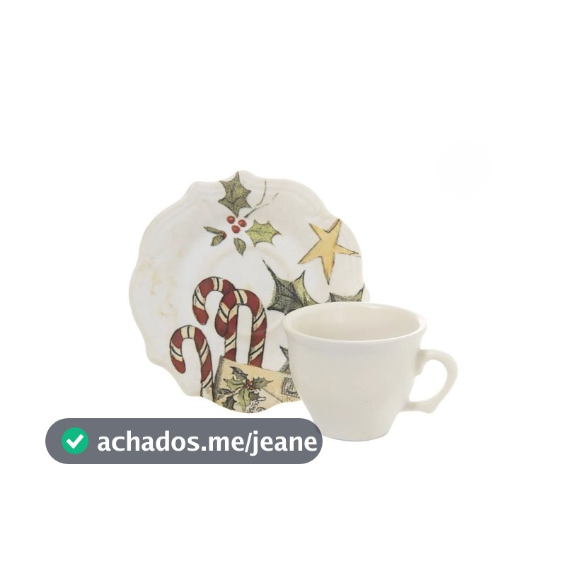 Xícara de Café Com Pires Natal Lauren Digital 100ml