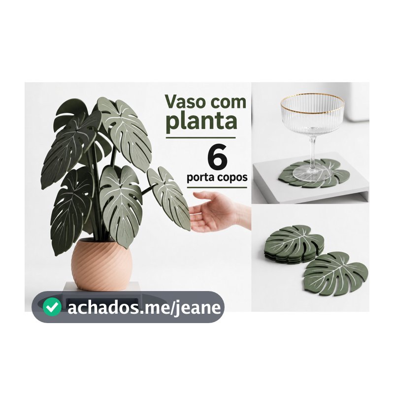 Vaso planta 2 em 1 | 6 Porta Copos Removíveis | Decoração Moderna para Sala Mesa Café