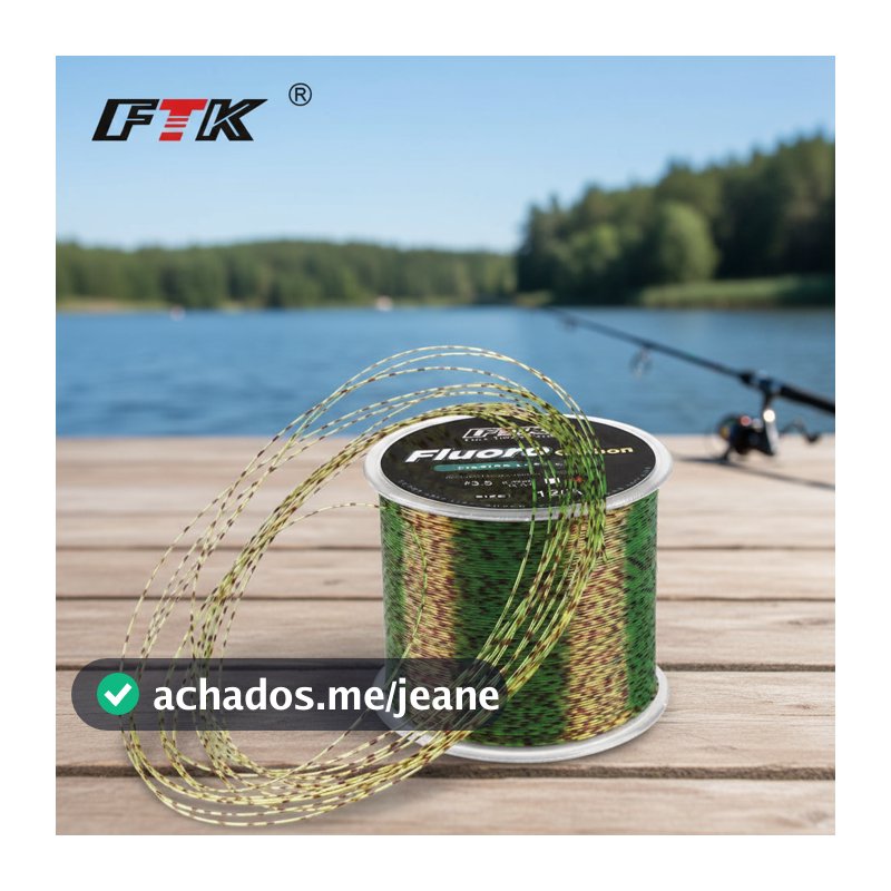 Linha de pesca monofilamento de carbono 120M revestida com fluorocarbono para água doce e água salgada.