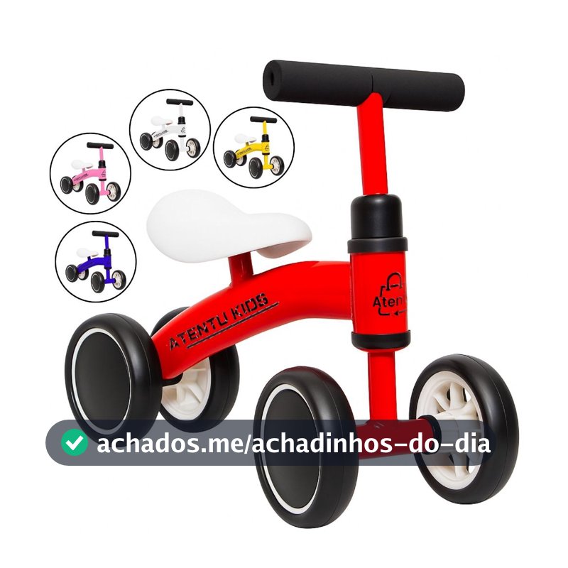 Bicicleta De Equilíbrio Andador Infantil Sem Pedal 4 Rodas