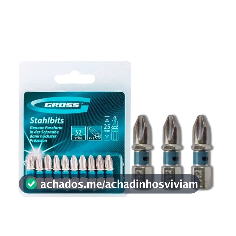 Jogo Bits Parafusadeira Magnético Philips Ph2 25mm Gross 10 Pcs Aço Ponta Philips Ponteira Imã 1/4