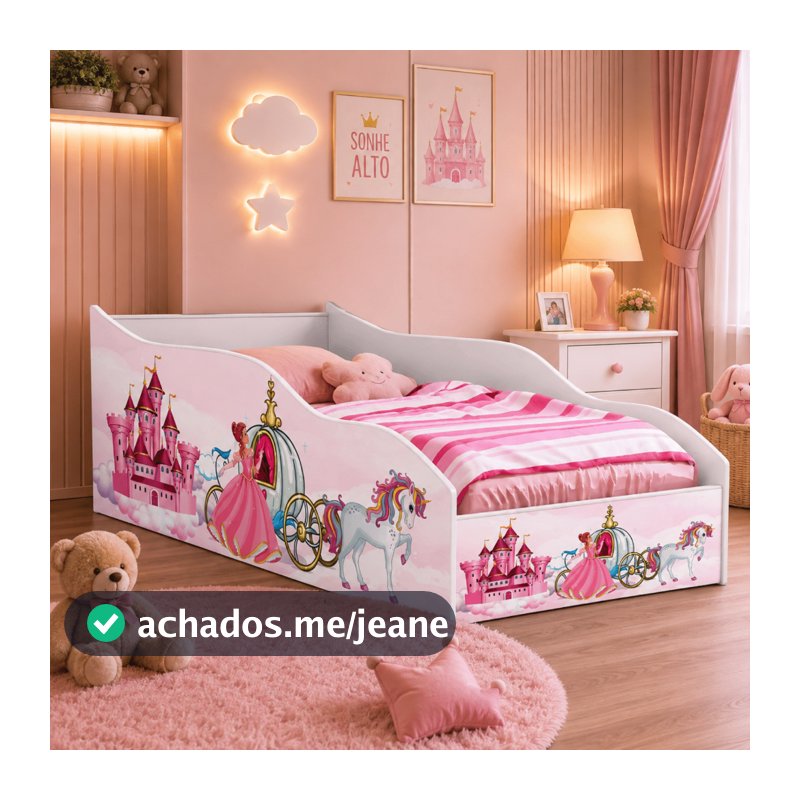 Cama Juvenil Carro Princesas com Colchão para Menino Menina Bebê Criança