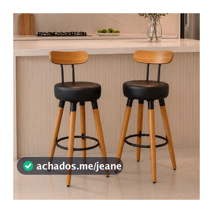 Kit 2 Banqueta Alta Balcão Madeira Encosto Cozinha Bancada Bistrô Corano Premium Resistente Apoio Pés Metal