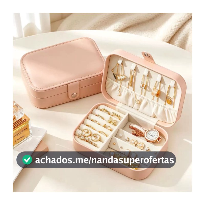 Porta Joias Organizador Luxo Com Divisórias Anéis Brincos Colares Viagem Bolsa EPS-2