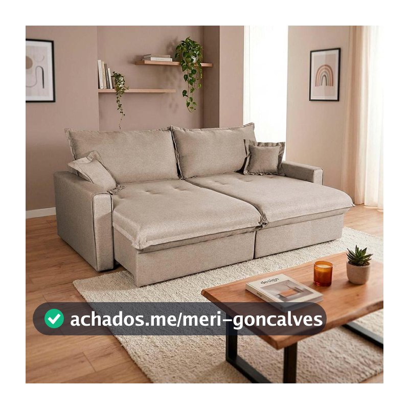 Sofá Cama Lume Sem Caixa 1,90m Linho Bege - King House