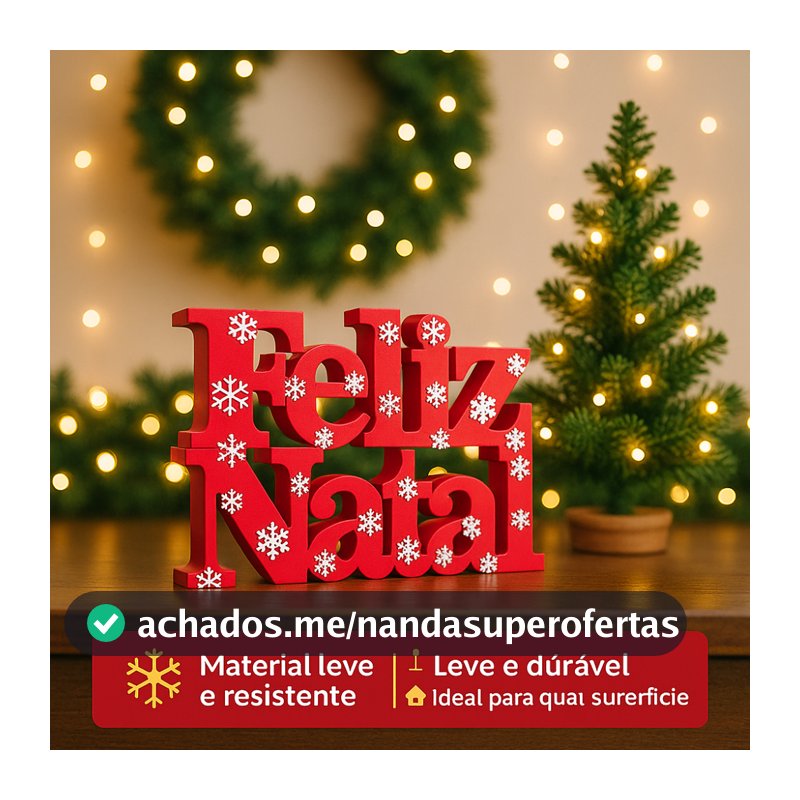 Enfeite Natalino Feliz Natal Letreiro Vermelho 38 cm DECORAÇÃO DE NATAL Verde Grande Envio Imediato