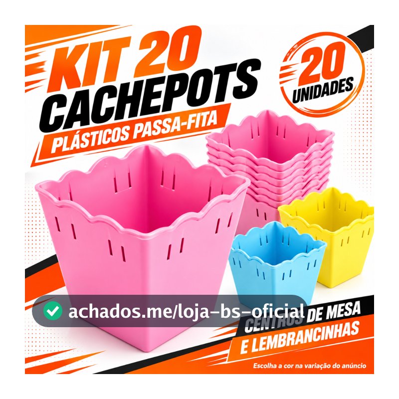 Kit C/20 Cachepot Plástico Passa Fita - Centro de Mesa Lembrancinhas