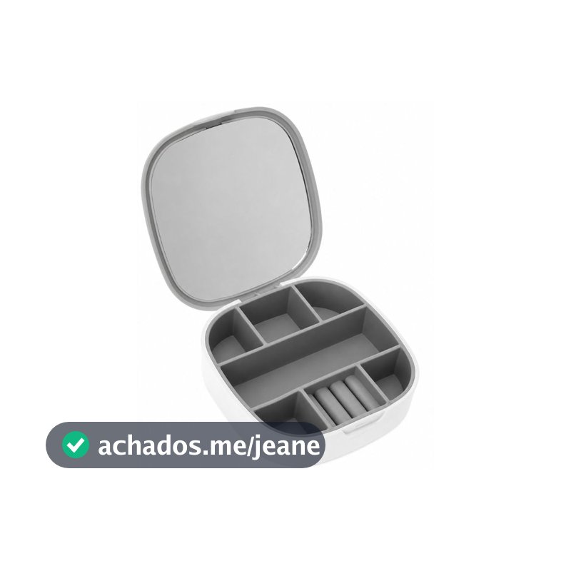 Porta Joias Compacto Com Espelho E Compartimentos Para Anéis Colares Brincos E Pulseiras Ideal Para Organizar Suas Joias