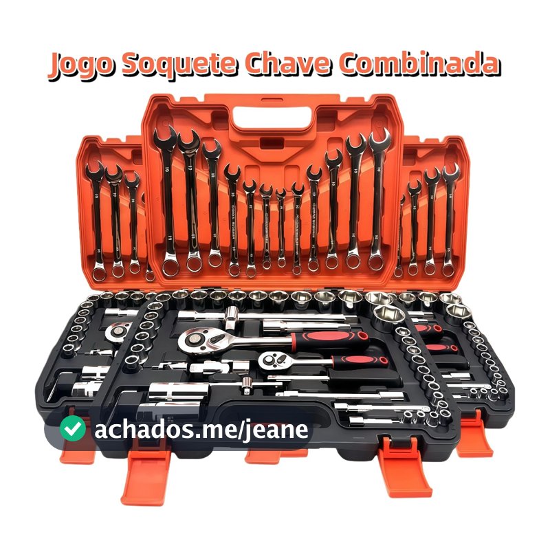 Kit Ferramenta Jogo Soquete Chave Combinada Catraca 61 Pcs