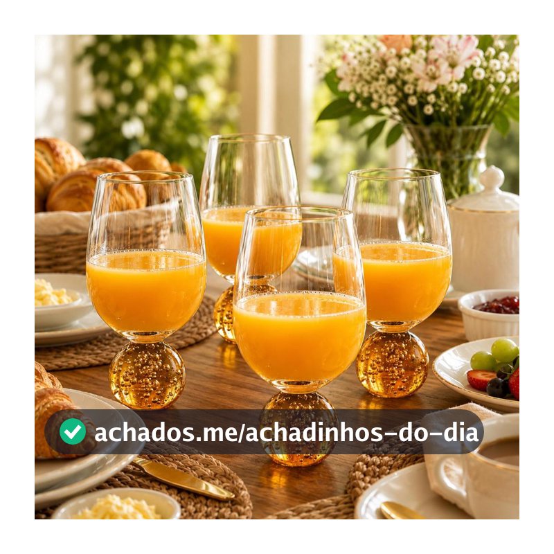 Jogo Taças de Vidro com base esfera Luxo Drink vinho champanhe