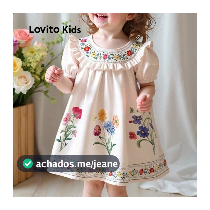Lovito Kids Férias Vestido Fofo com Babado - Vestido de Primavera/verão para Menina L162LD221