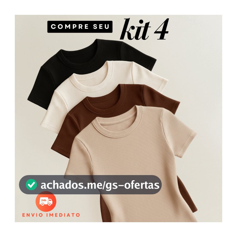 Kit 4 Blusas Feminina Ribana Canelado Básica Casual Estilosa Tendência Verão
