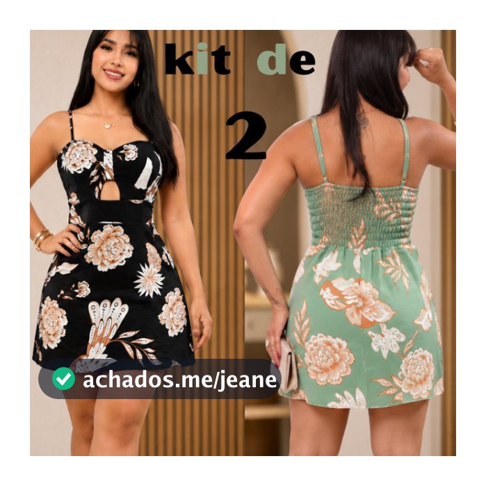 Kit 2 Macaquinho Short Saia Feminino Estampado Duna Com Lastex Nas Costas Alças Reguláveis Moda 2026