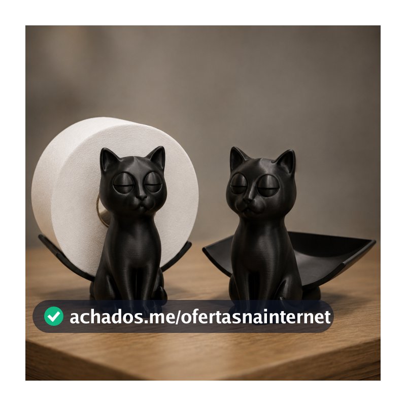 Suporte Para Papel Higiênico Gatos Porta Acessórios de Banheiro