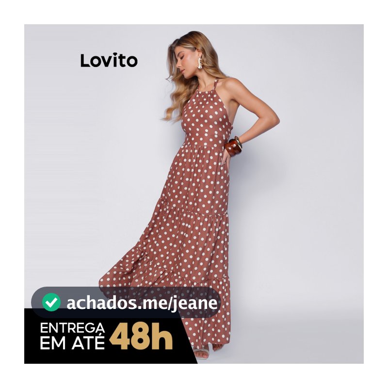 Lovito Vestido Longo Poa Moda Bolinhas Elegante de Poá Feminino Moda BRDRB1334BRL1364