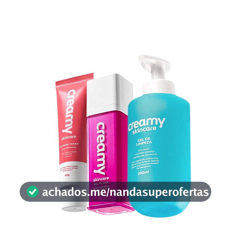 Kit Creamy Skincare Gel de Limpeza Ácido Mandélico Calming Cream (3 produtos)