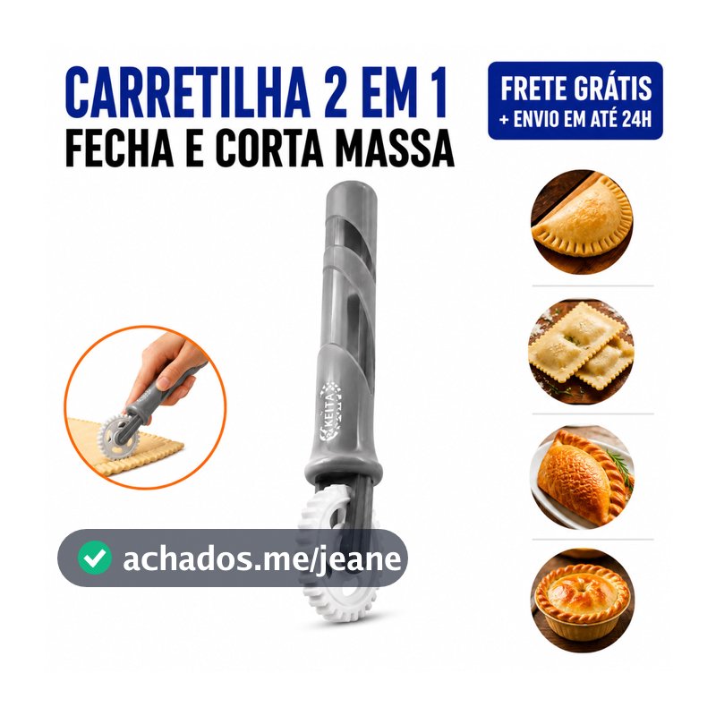 Carretilha Corta e Fecha Massa 2 em 1 Keita Fechador de Massas Pastel Ravioli Salgados Profissional