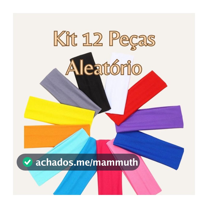 Kit 12 Faixas De Cabelo Confortável Elástica Esporte Tiara Academia Lazer Passeio Yoga Headband