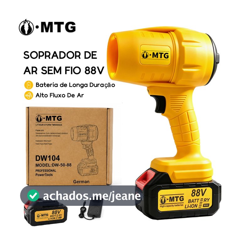 30000r/min Soprador de Folhas a Bateria 88V Turbo Portátil e Recarregável Inclui 1 Baterias Velocidade Ajustável 300KM/h