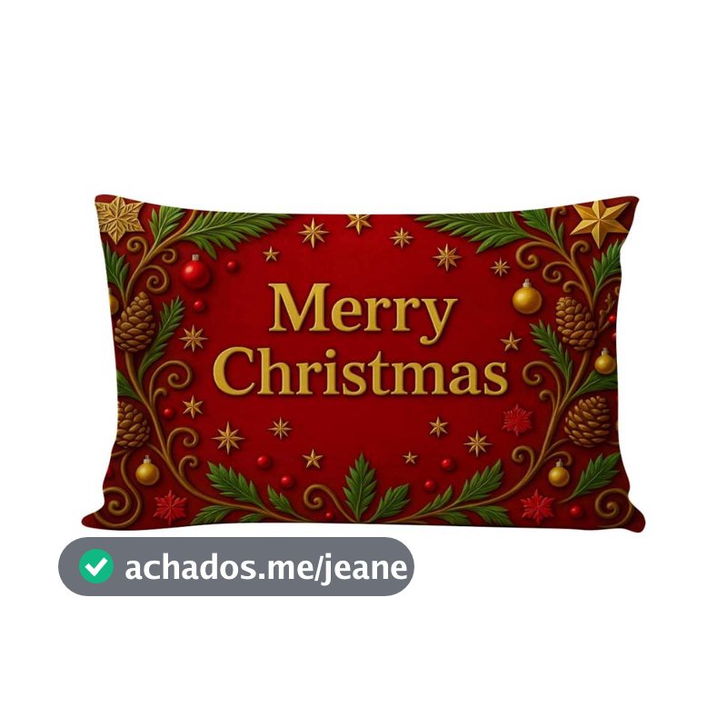 Capa de Almofadas Baguete Natalina Retangular 50x30cm Decorativa C/ Zíper Sala Quarto Feliz Natal