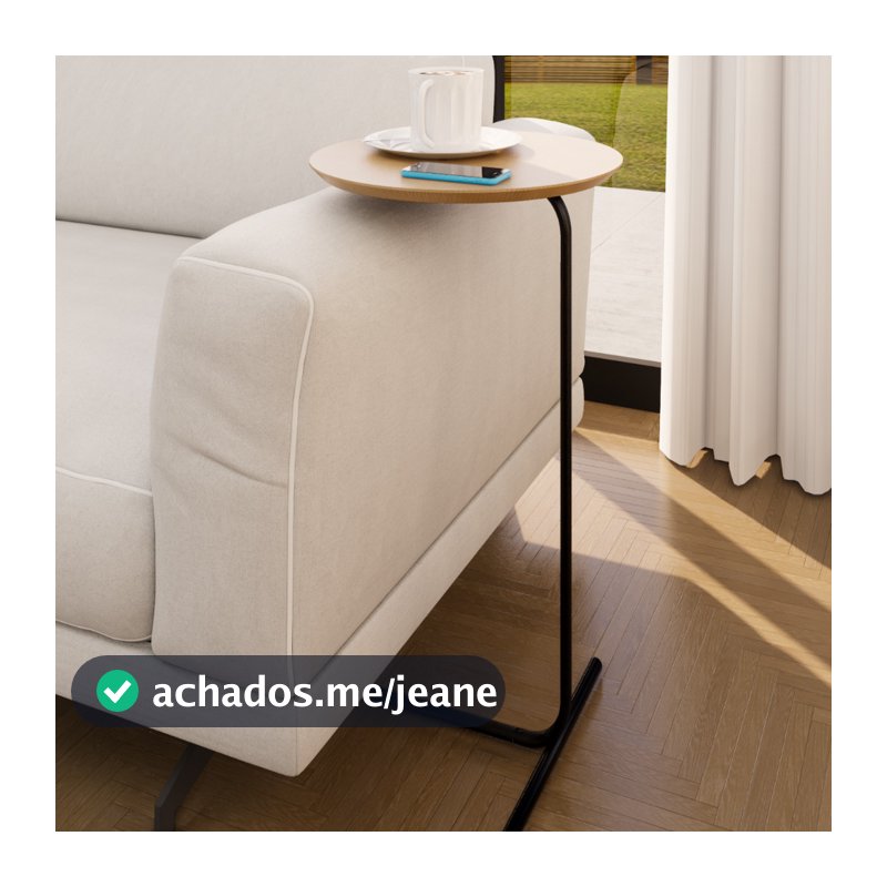 Mesa Decorativa Lateral Canto Circular Apoio Sofá para Cama Multiuso