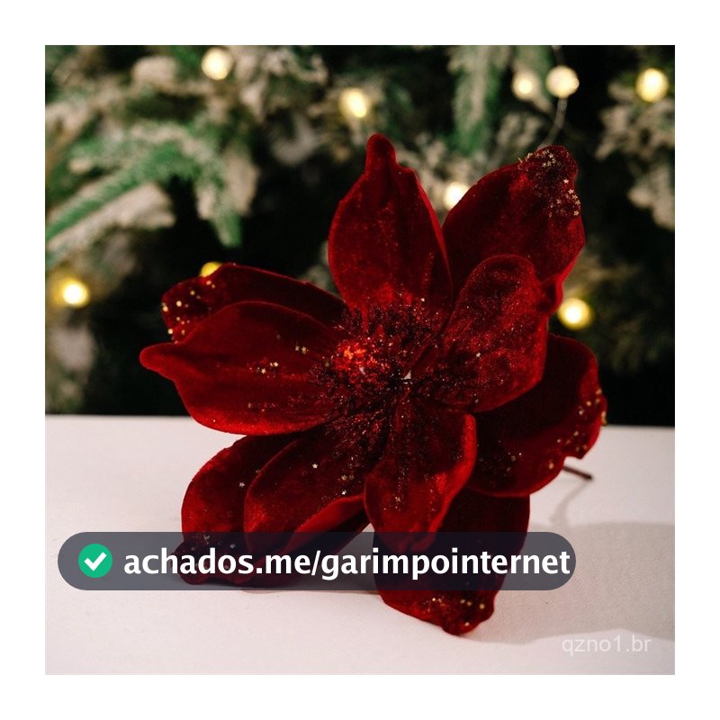6 Cores Glitter Flores Artificiais Árvore De Natal Pendurado Ornamentos Vermelho Flor Ano Novo 2026 Navidad Presente