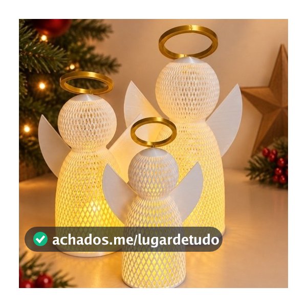 Anjo de Natal em Malha com Vela de LED – Decoração Natalina