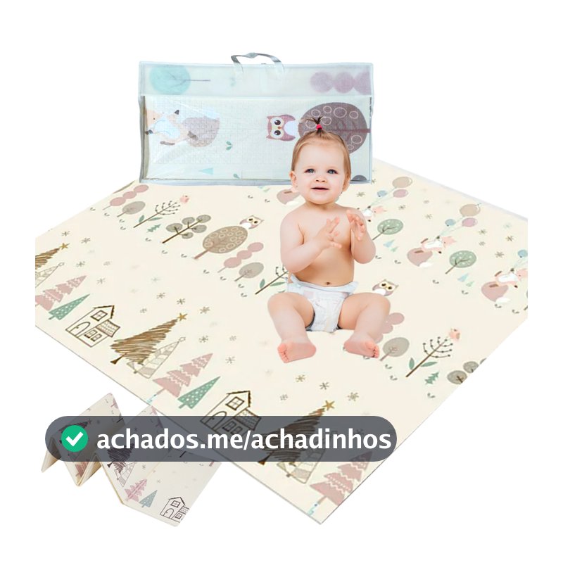 Tapete Infantil Emborrachado Térmico Tatame Antiderrapante Dobrável Dupla Face 6mm 1,80x1,20m
