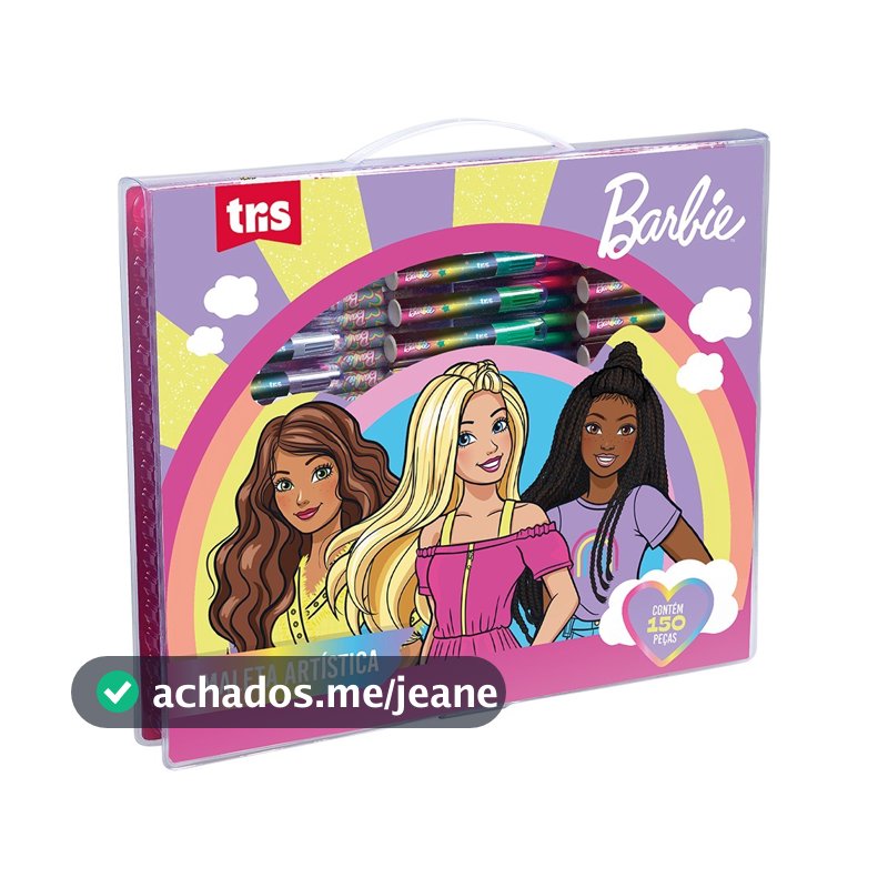 Estojo Maleta artística de Pintura 150 itens Barbie Infantil Escolar